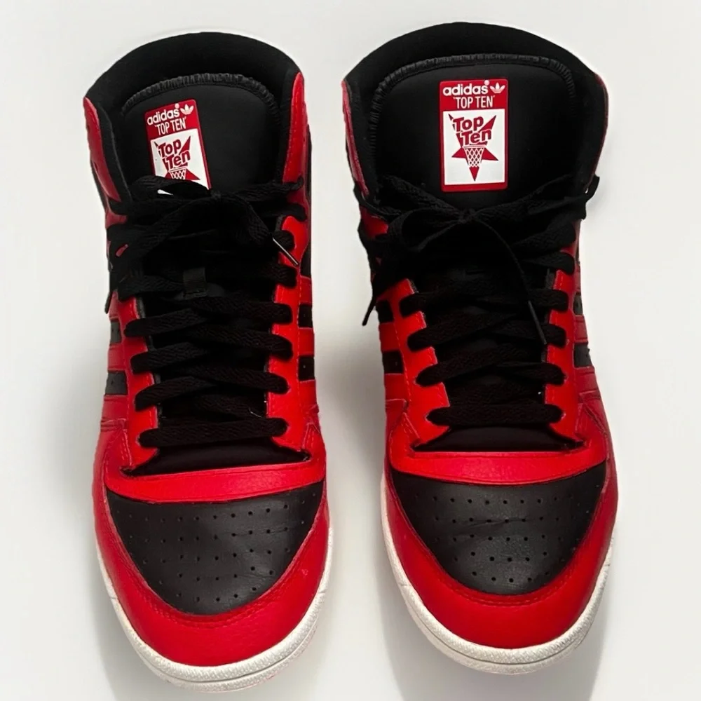 Adidas Top Ten Rb Hi-Top Leather Athletic Sneakers Men's 11 Red Black‎ Casual
